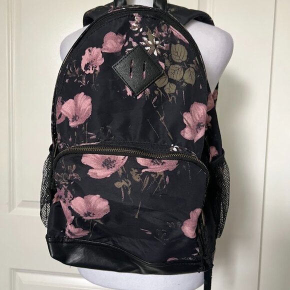 Mossimo Supply Co Pink Black Nylon 15"X12"X5" Backpack Bag - Picture 2 of 12